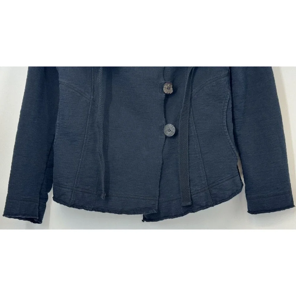 Lucky Brand Y2K‎ Grunge Streetwear Cowl Neck Womens M Cotton Dark Navy Button - Picture 4 of 5